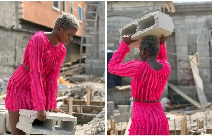 Nigerian lady reveals she makes 200k Daily by carrying blocks